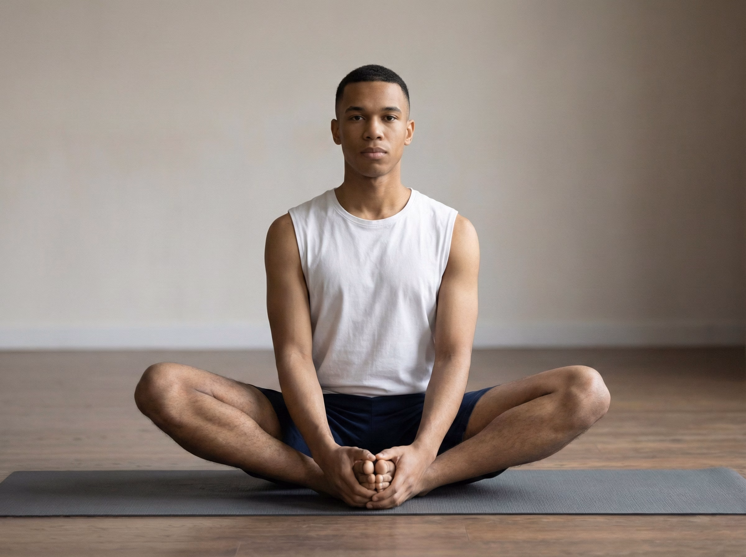 Step 2 – Feet together position, torso upright