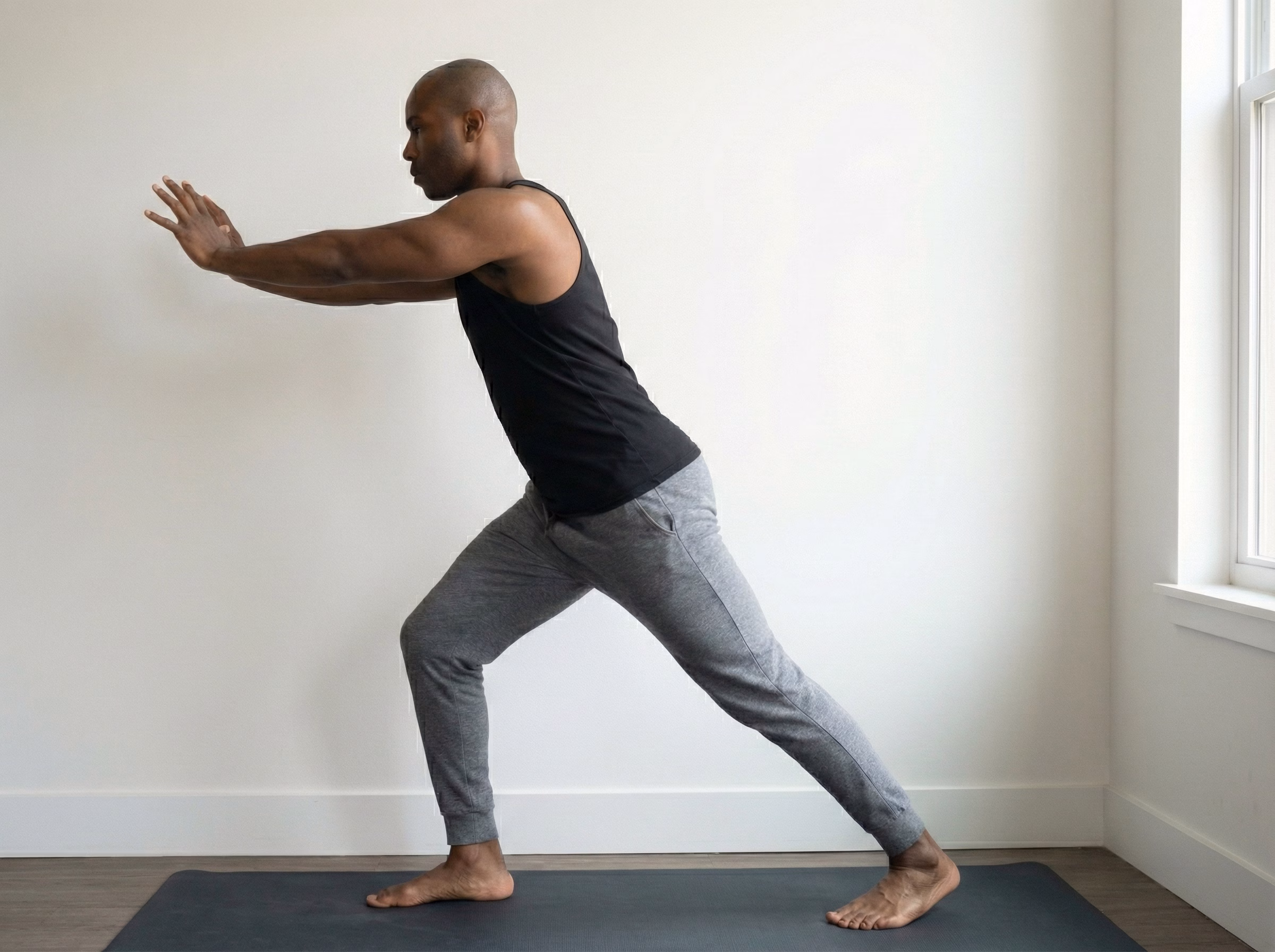 Step 3 – Bent-knee calf stretch (lower calf/Achilles focus)