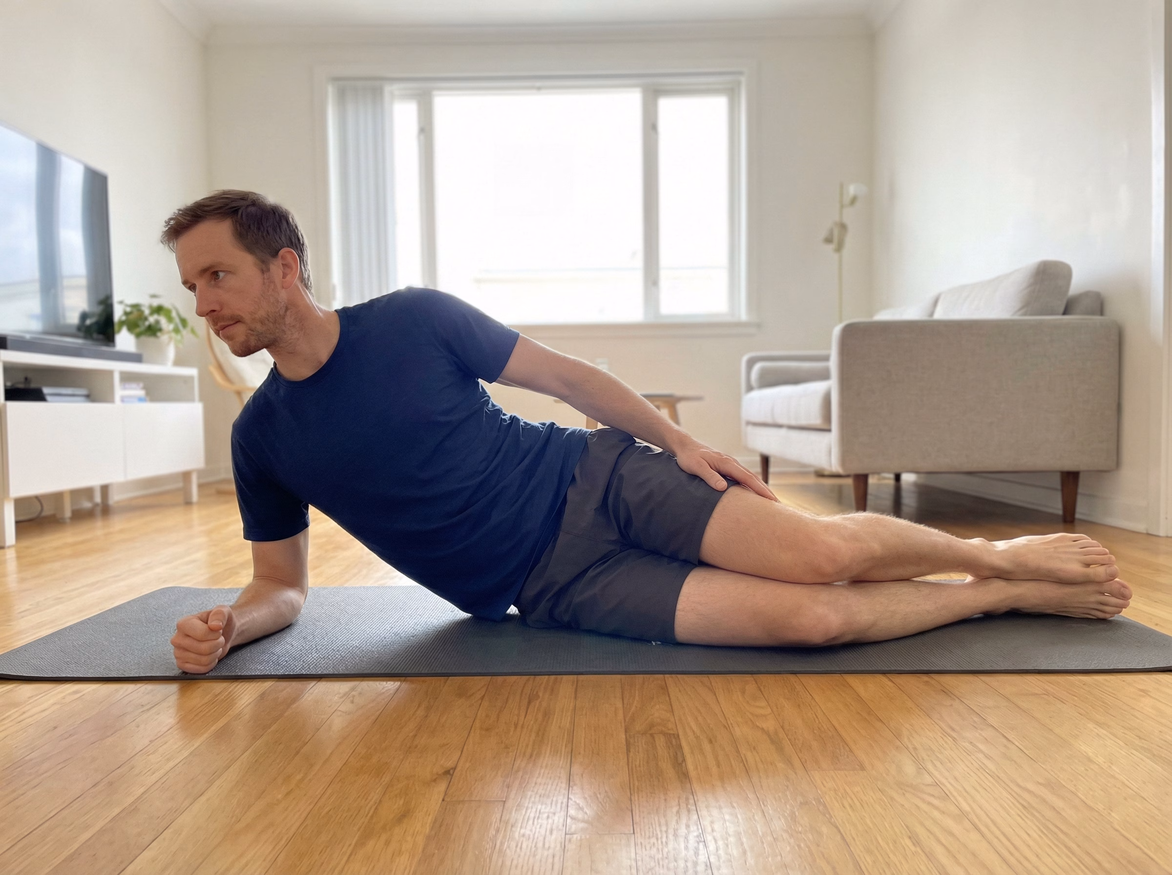 Step 1 – Lying on side setup for Side Plank