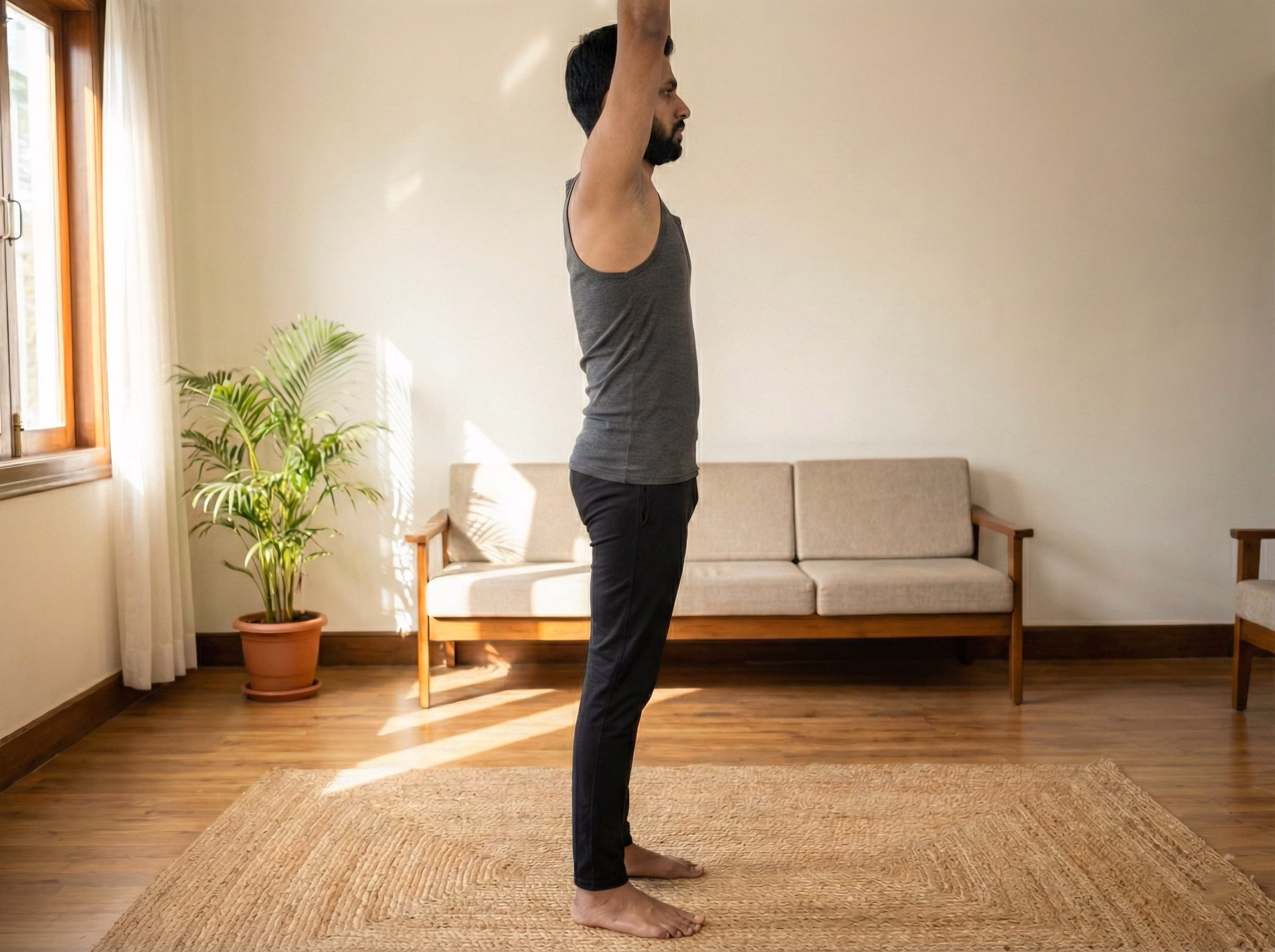Step 3 – Arms overhead while maintaining stacked posture