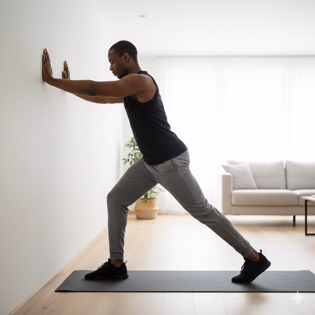 Wall calf stretch variation one