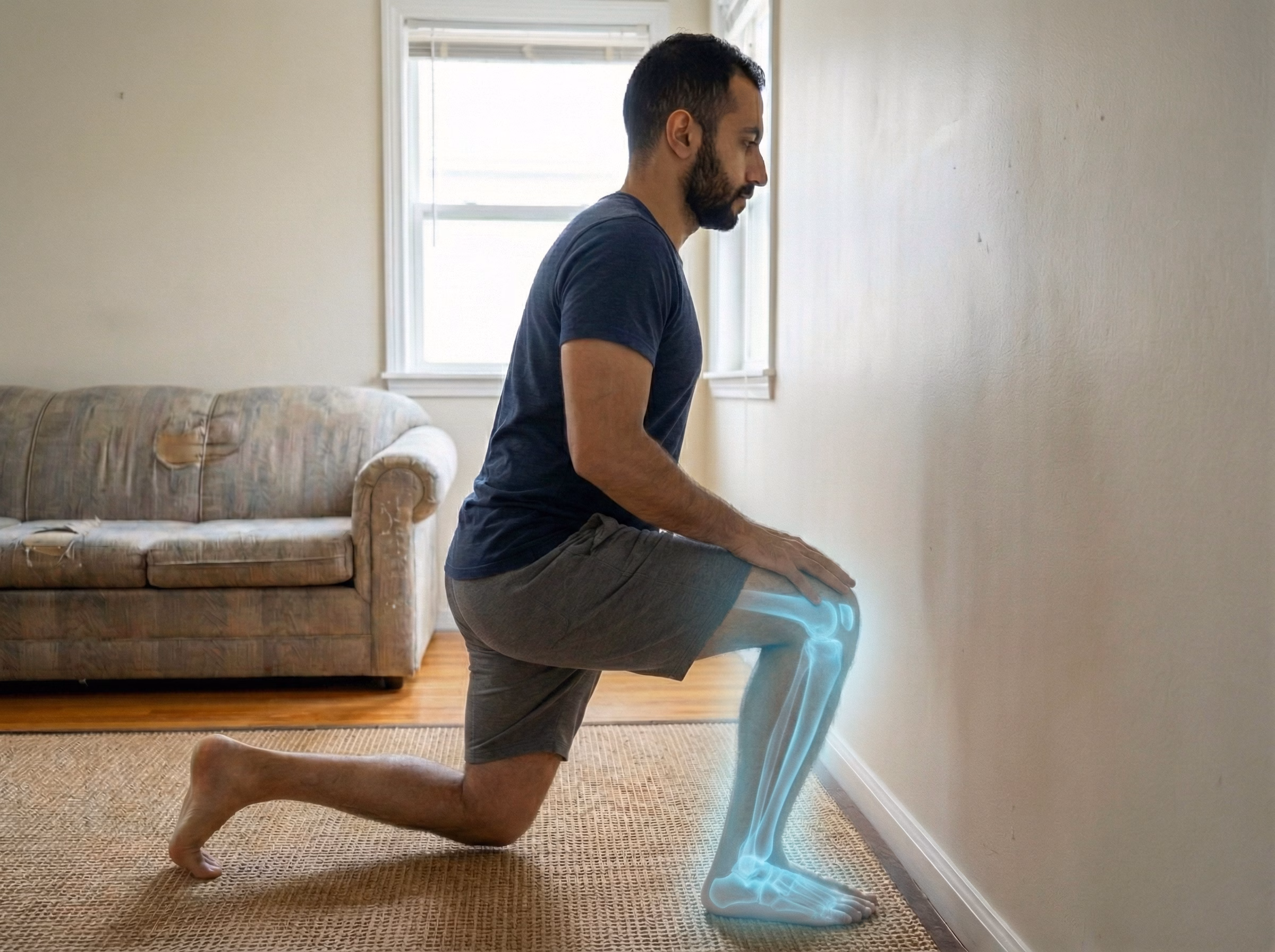 Person performing ankle dorsiflexion mobilization