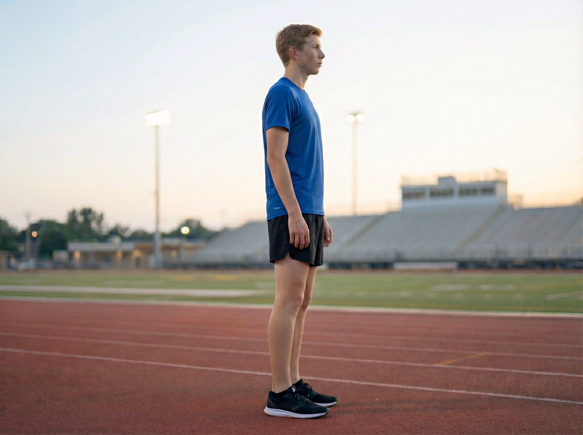 Teen standing taller the next day with smoother posture and stronger legs