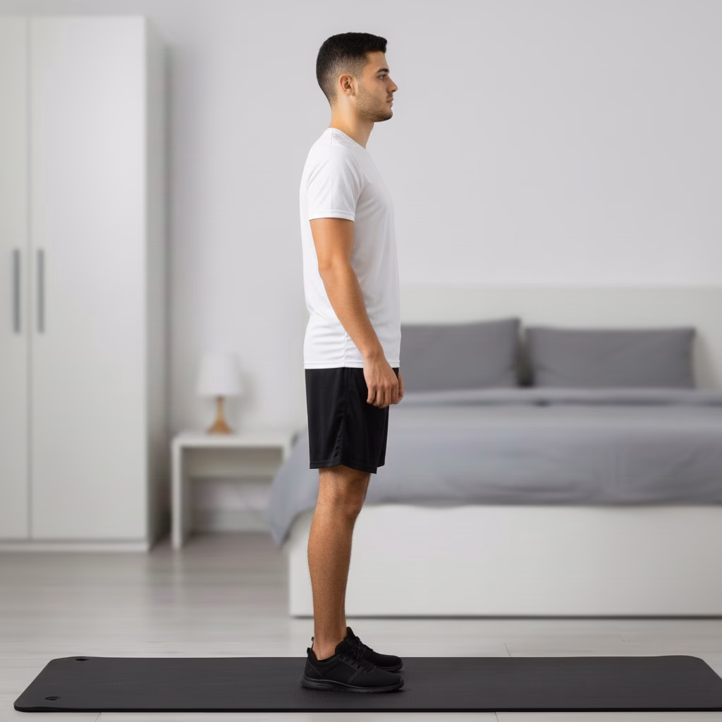 Teen standing taller the next day after high knee training