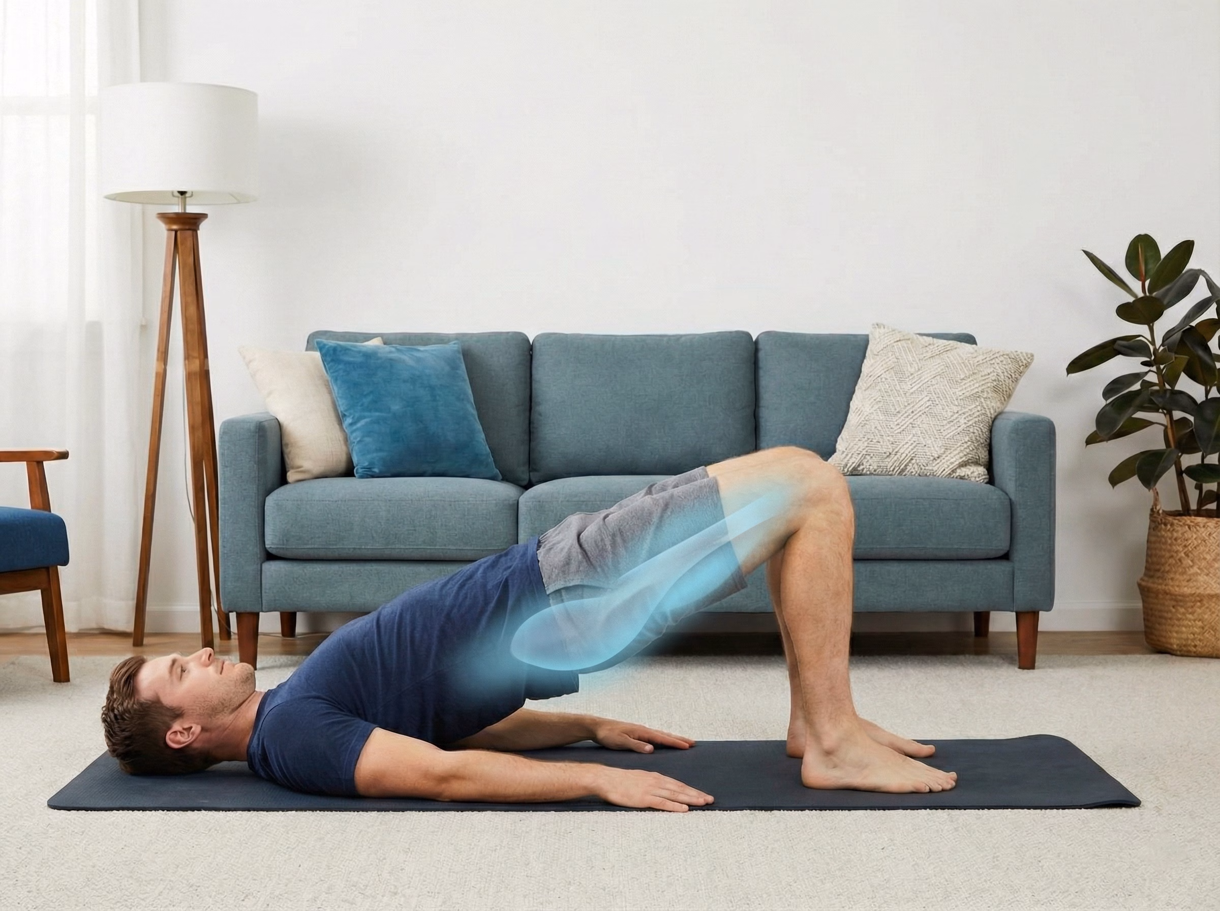 Hip extension line in bridge