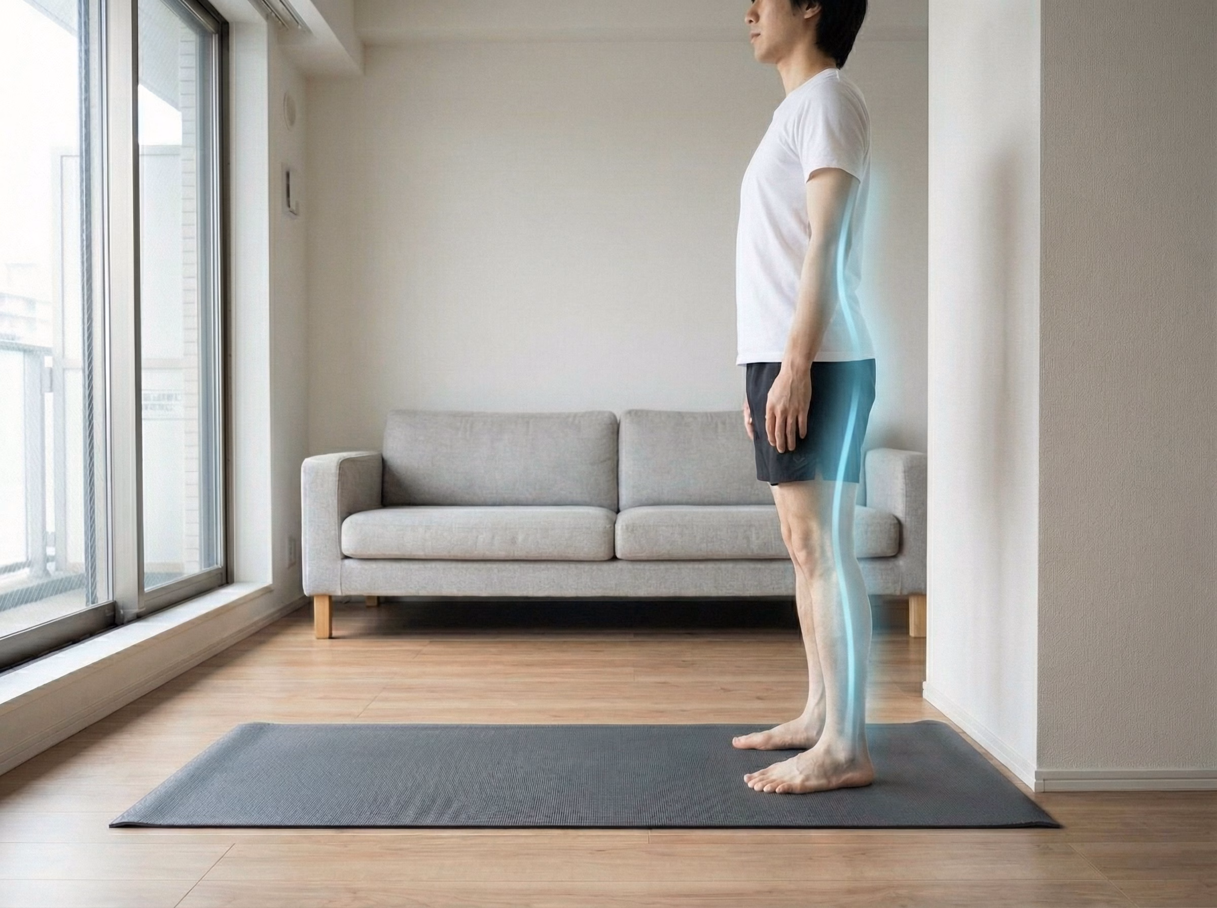 Tall stand after hinge showing lengthened posterior chain