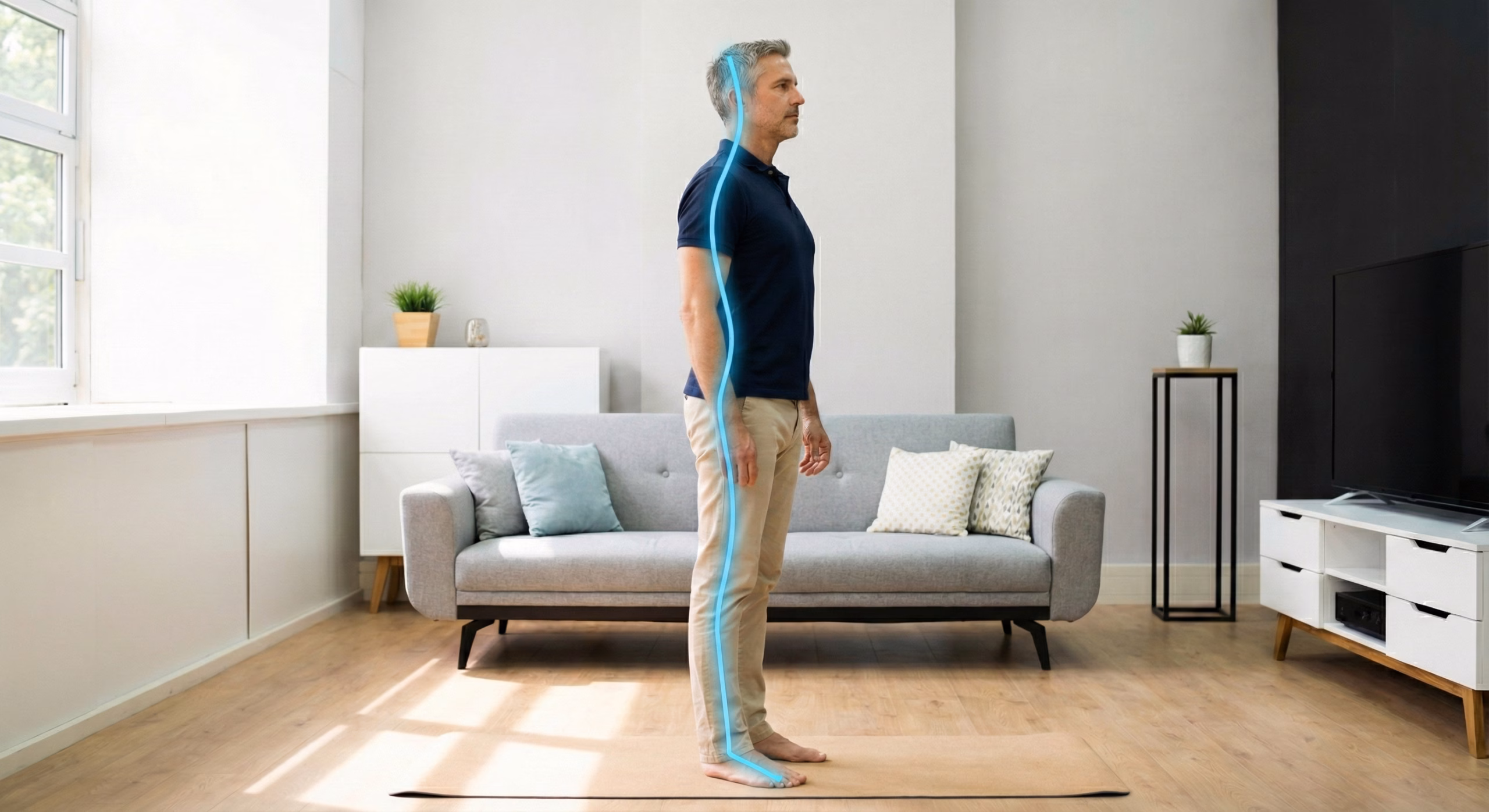 Side view comparison of slumped vs stacked posture