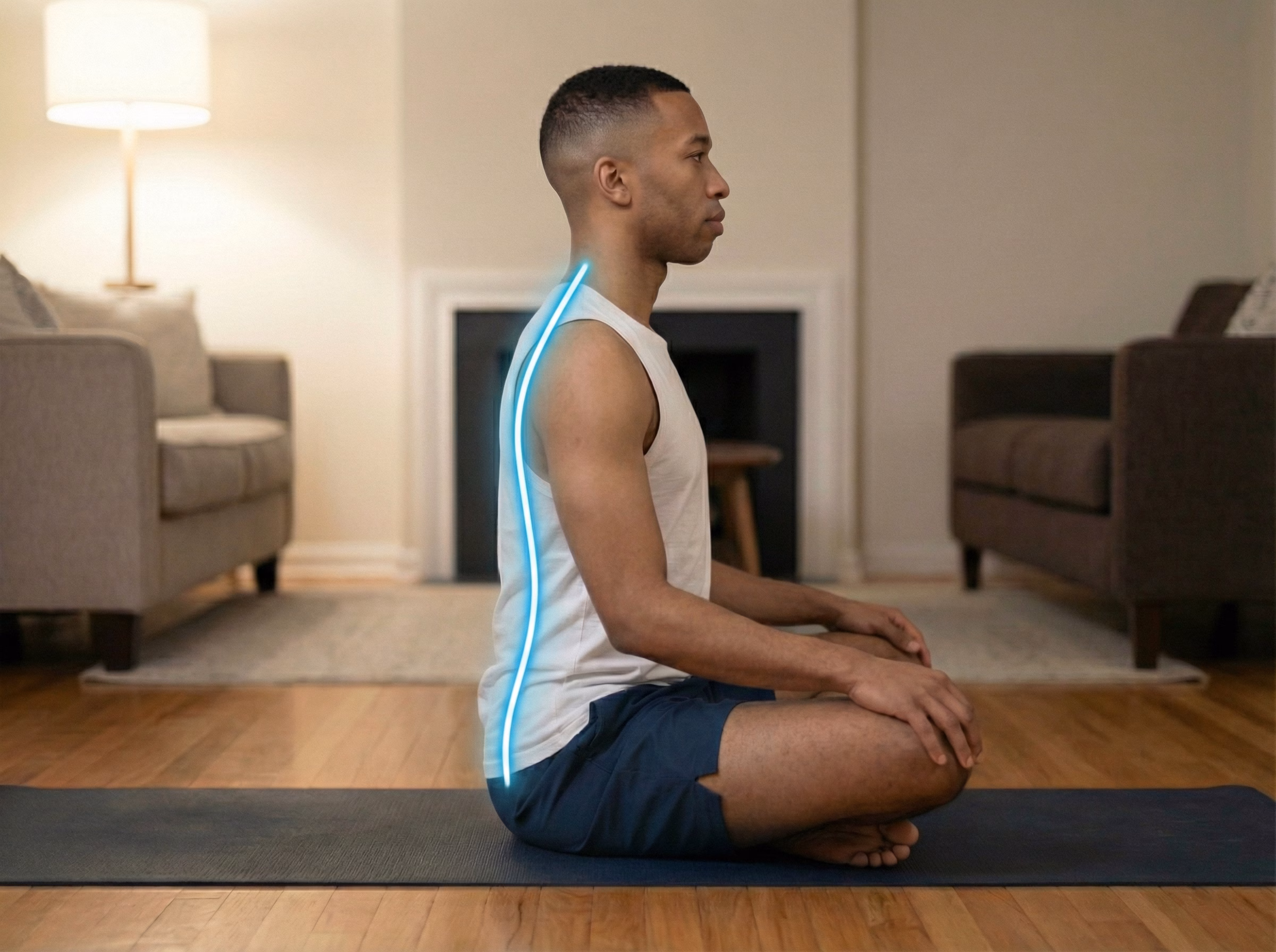 Upright seated posture after stretch
