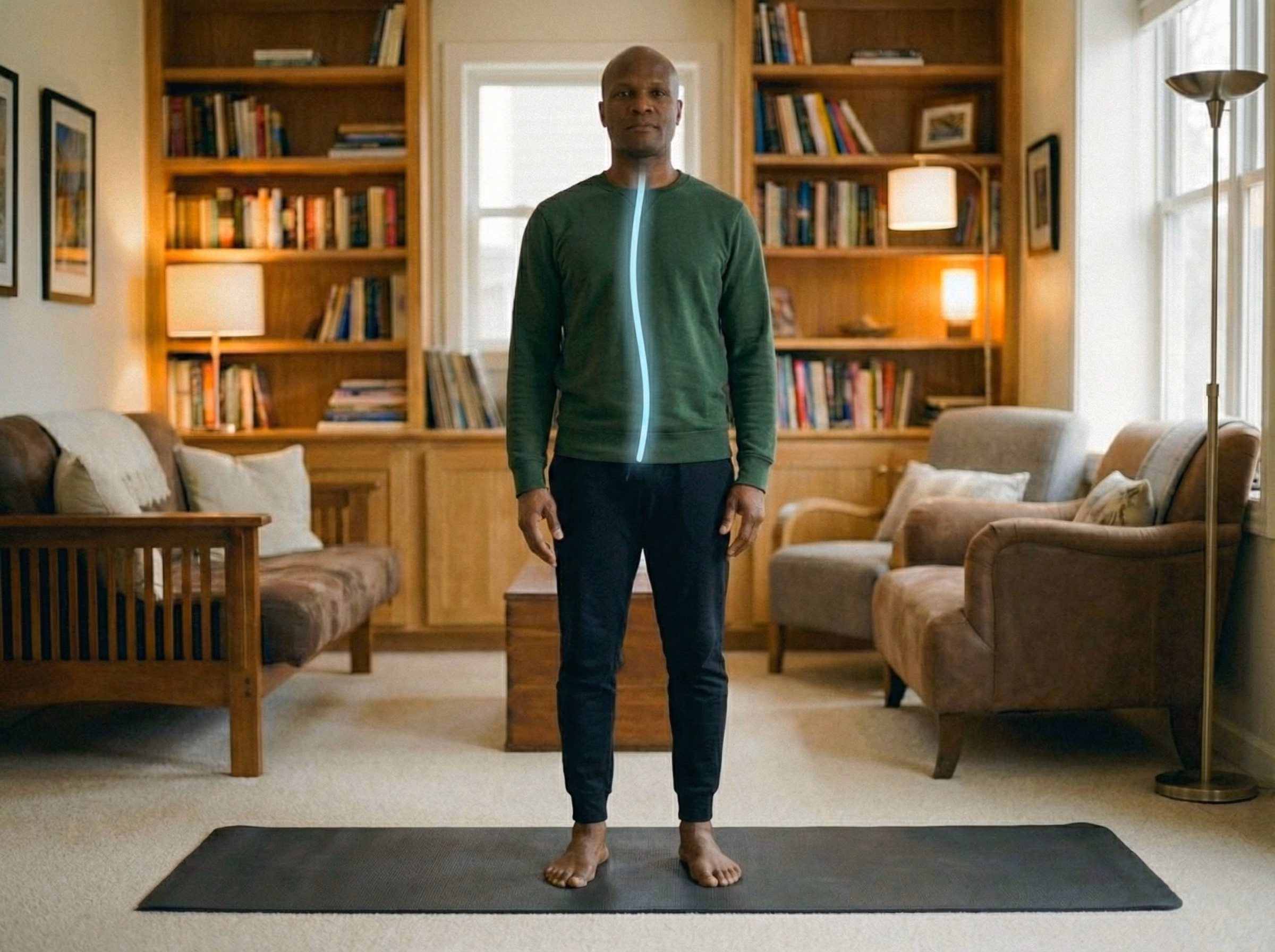 After-twist standing posture (front view)