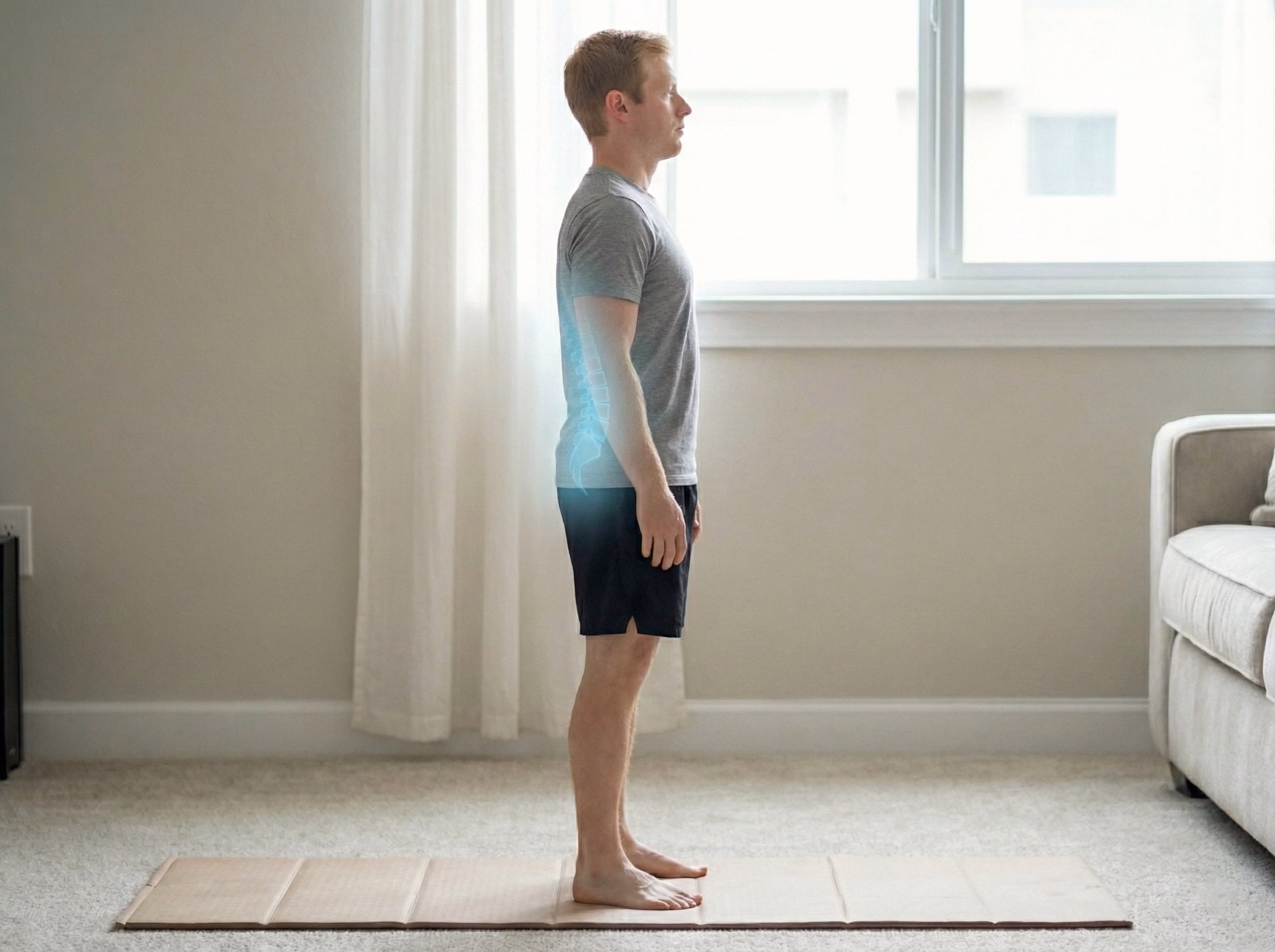Relaxed tall standing after decompression