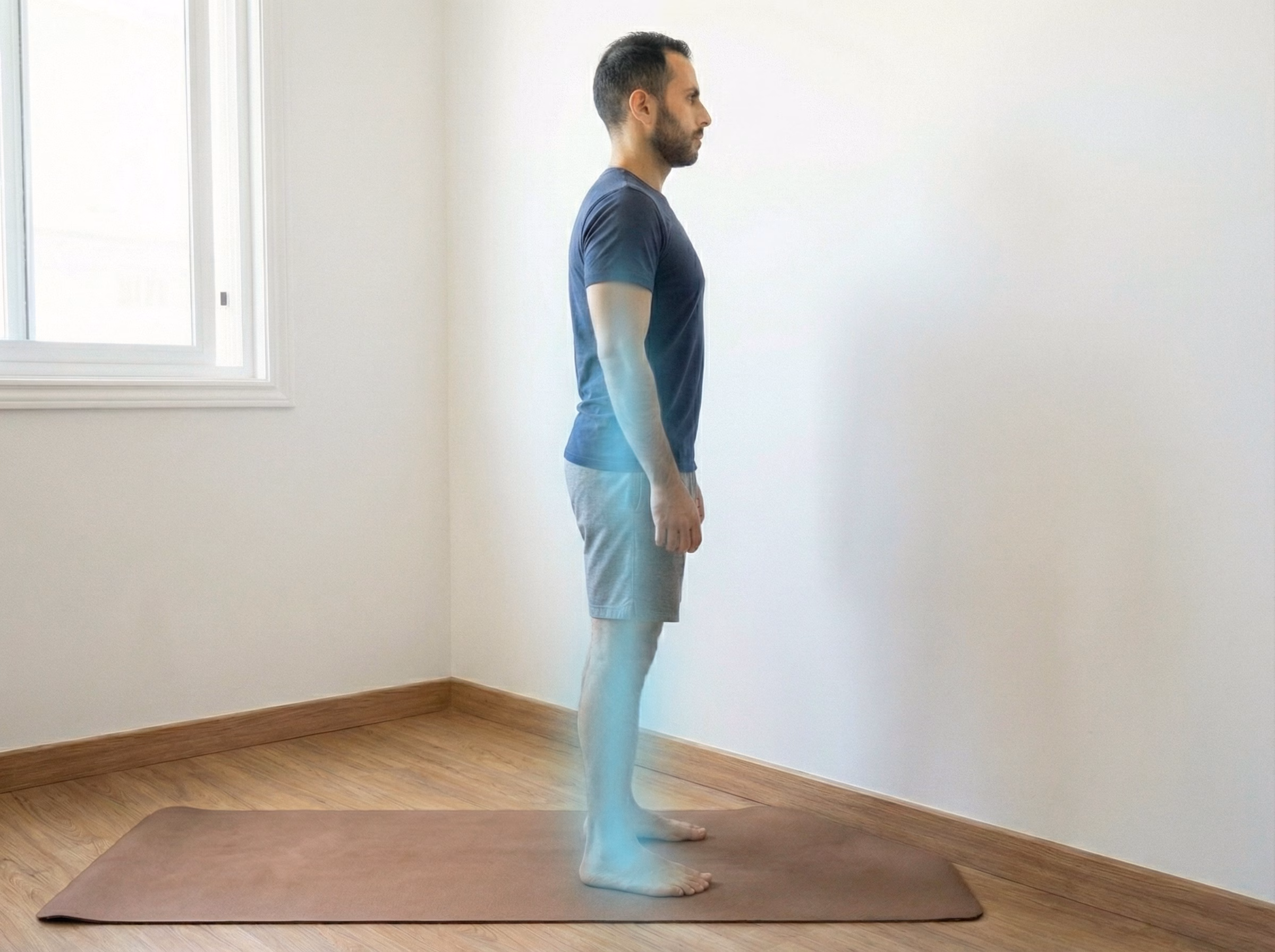 Full-body posture line from feet up