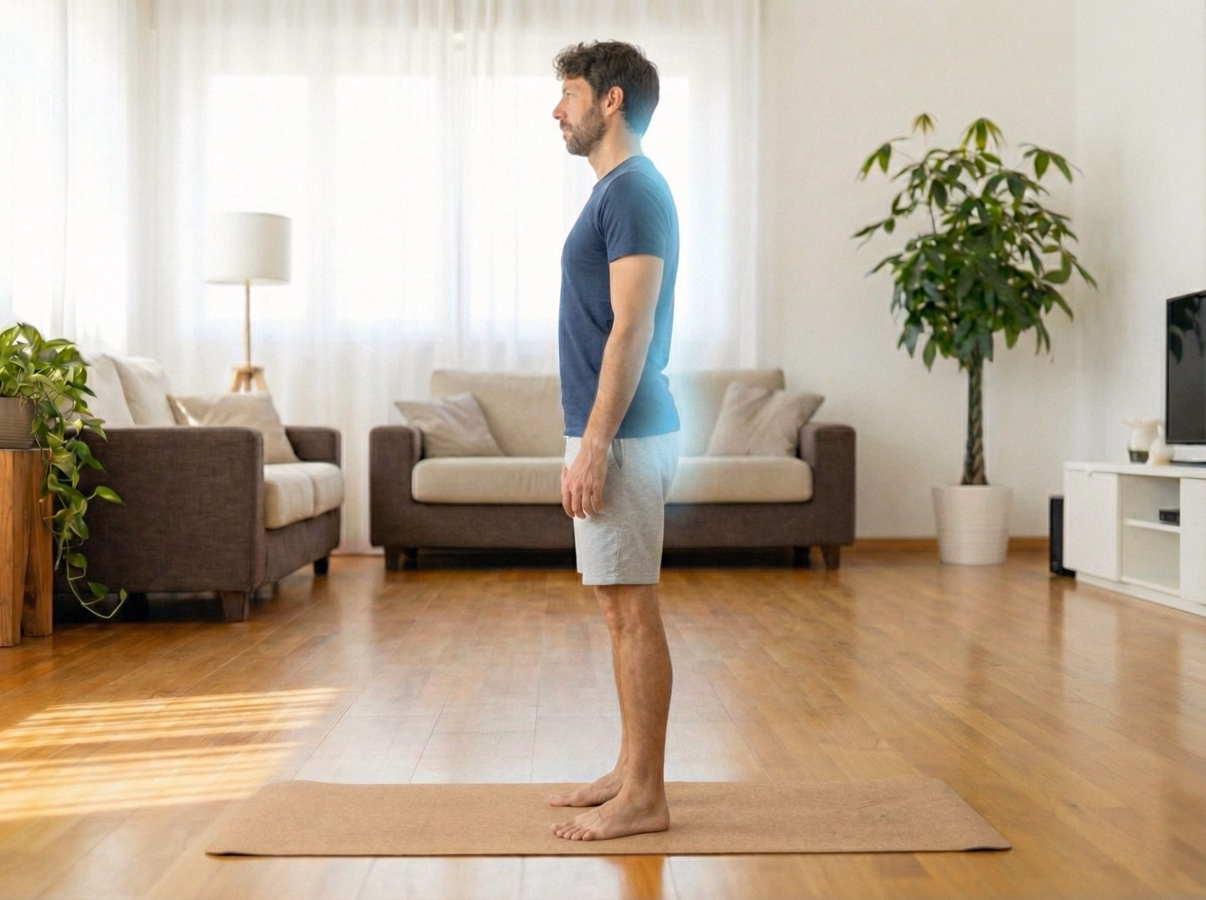 Tall standing posture after bird dog