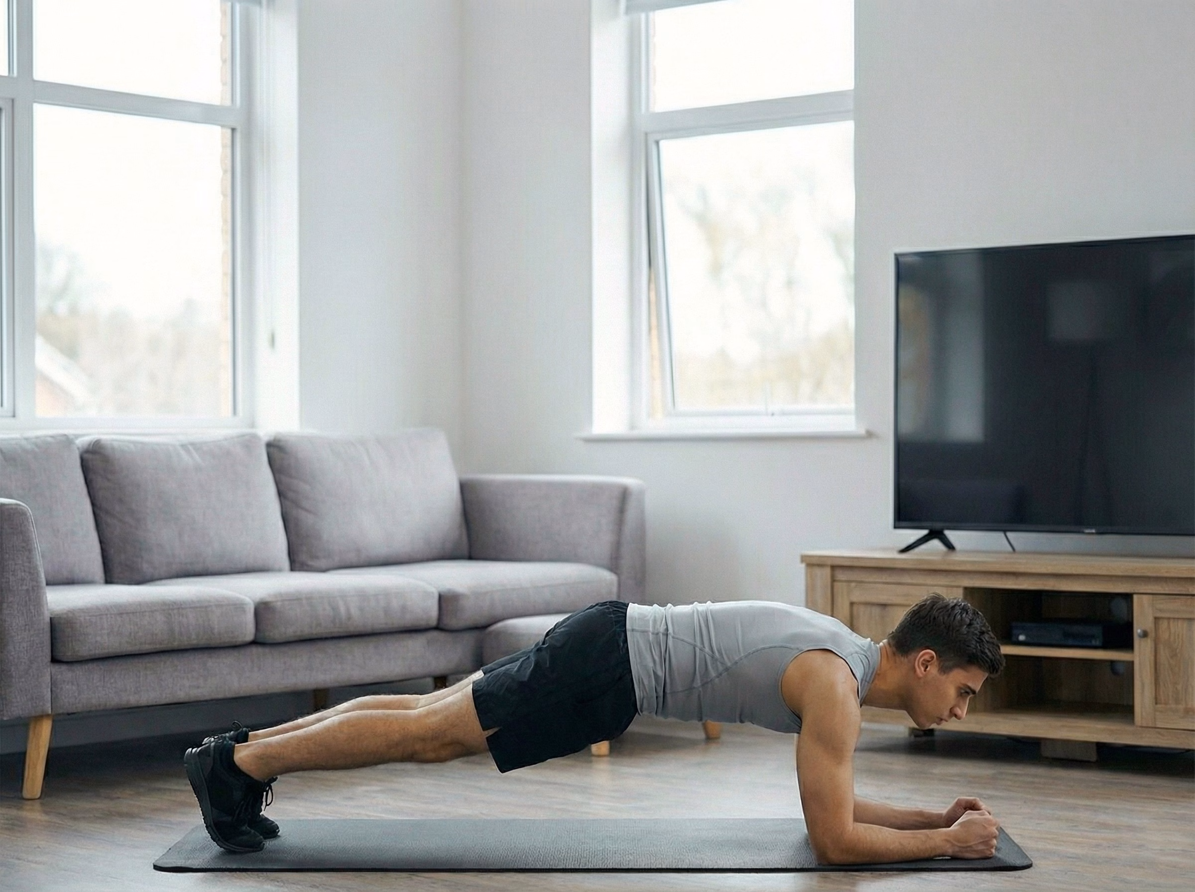 Mistake – Sagging hips and collapsed low back in plank