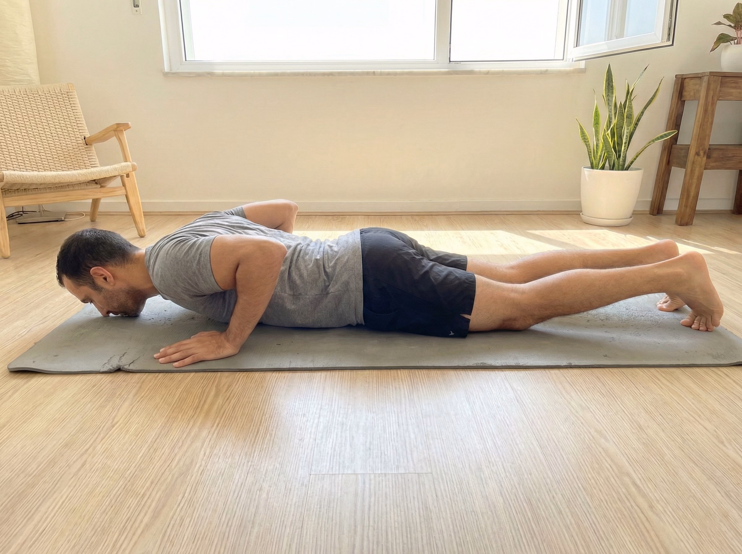 Step 1 – Prone setup for Cobra Stretch side view