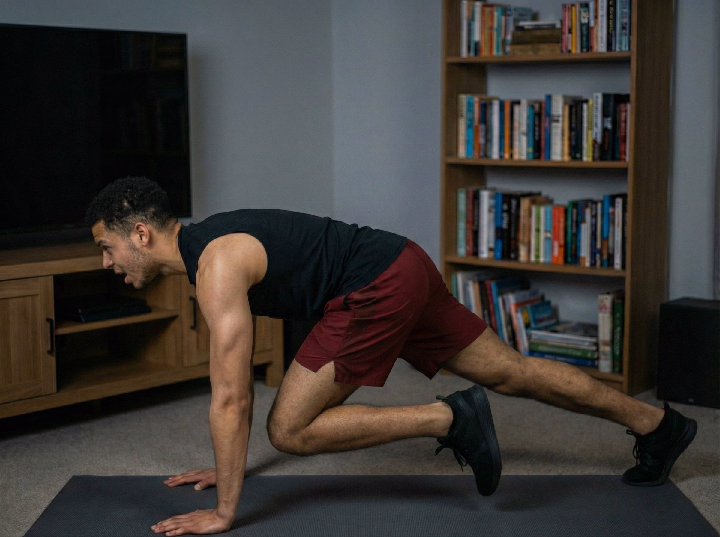 Step 3 – Teen in fast mountain climbers with blue glow along the body line