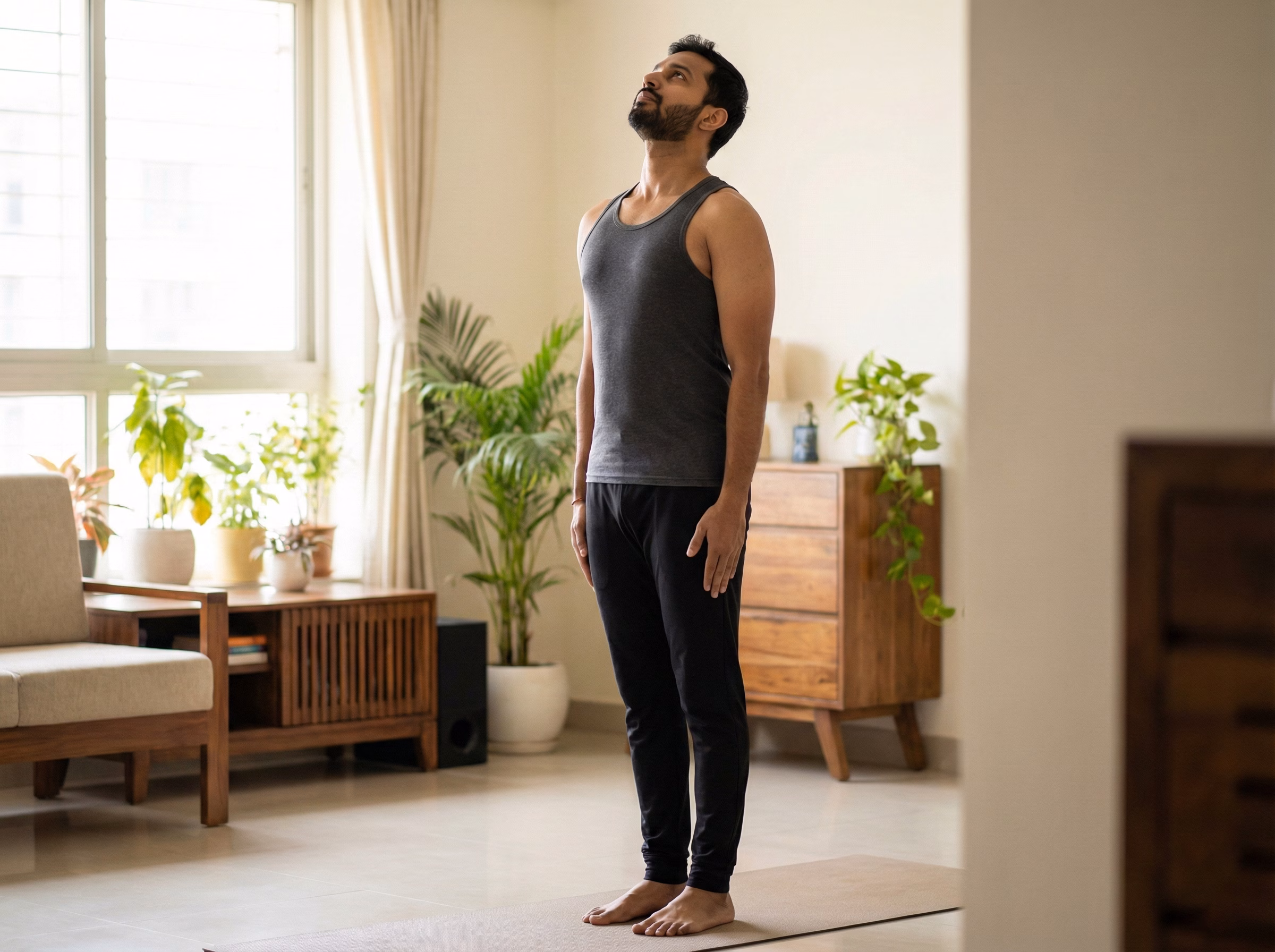Mistake posture with chin lifted and neck compressed