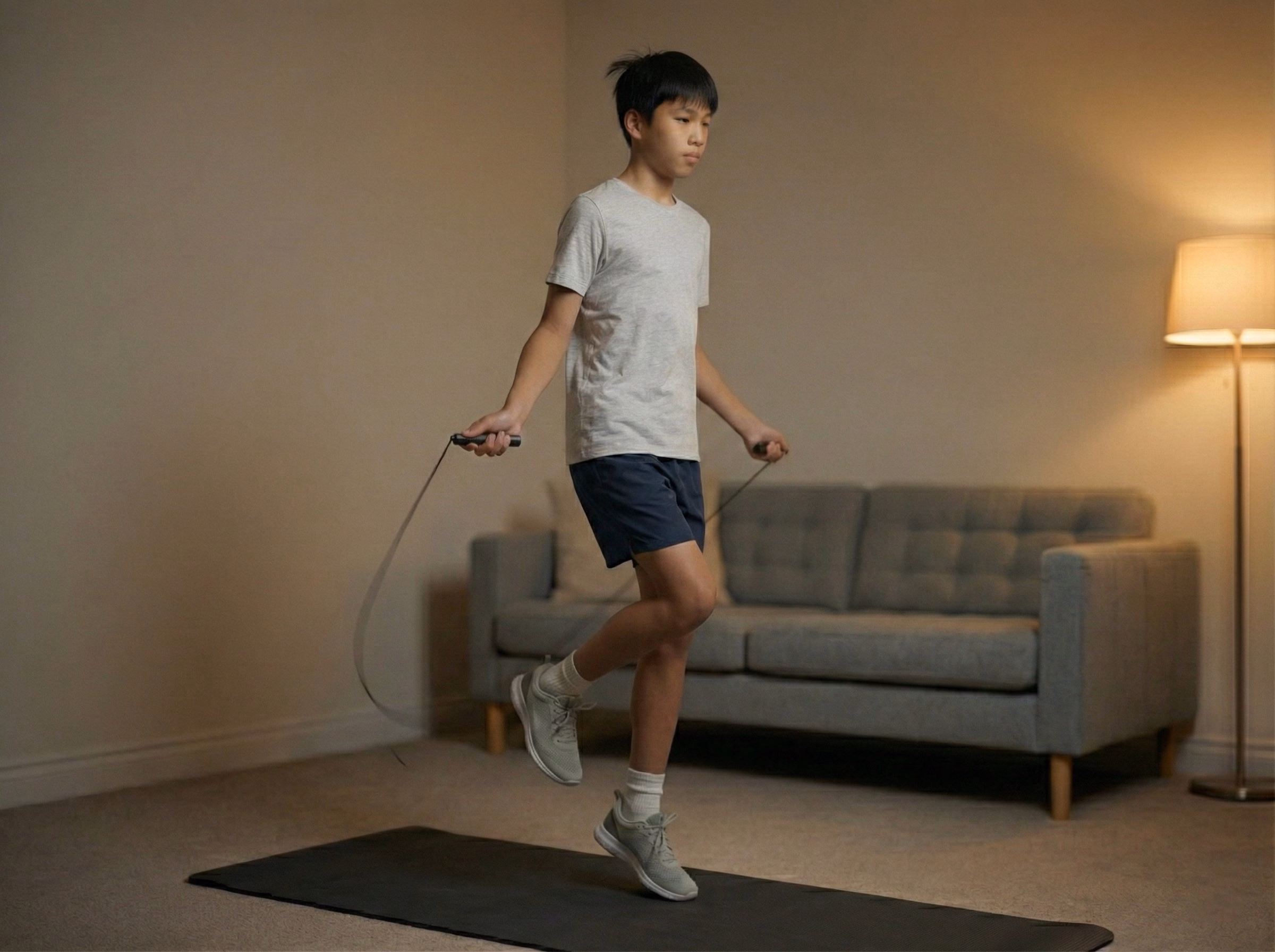 Beginner jump rope variation with alternating step pattern