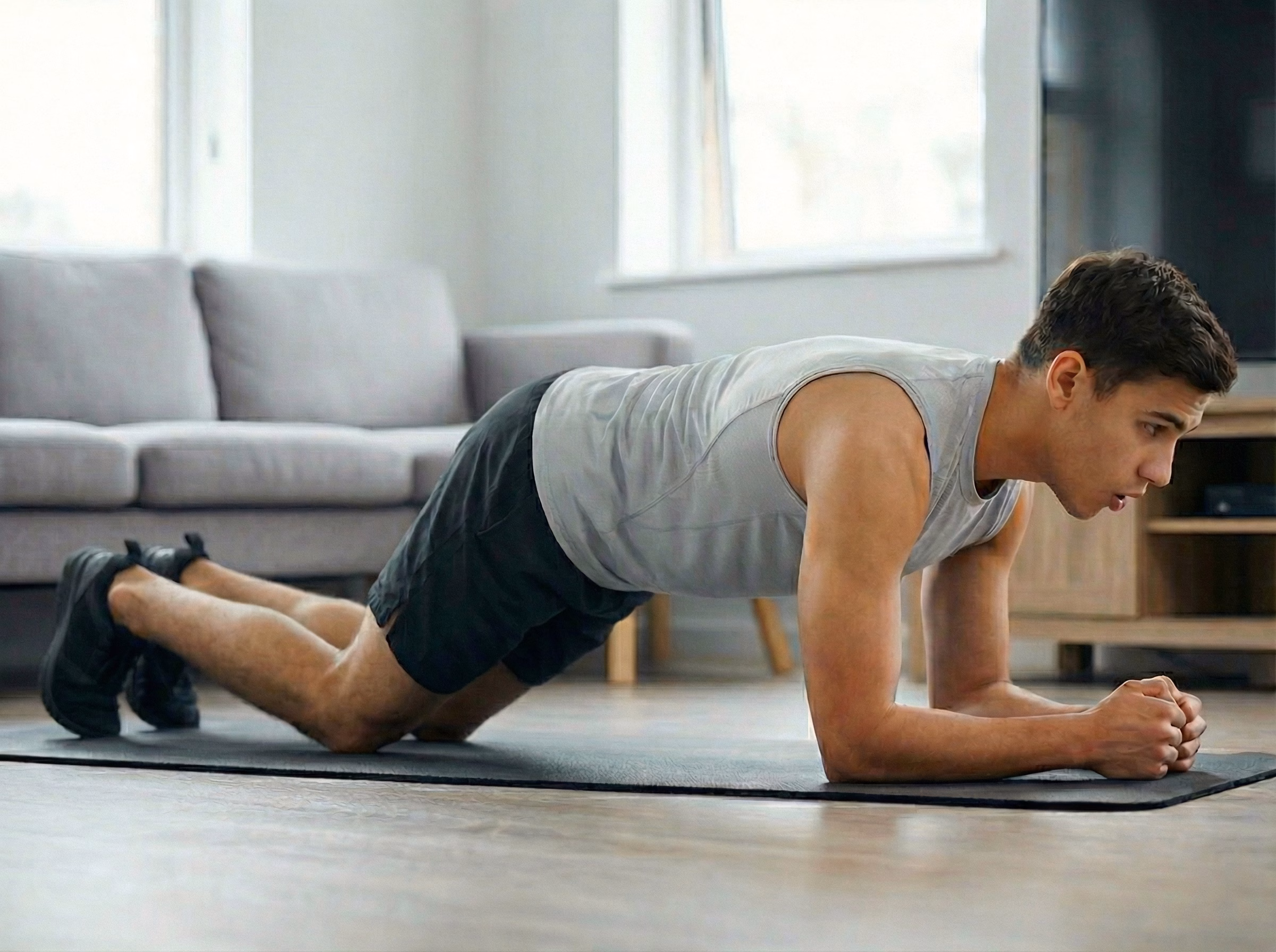 Kneeling plank variation for beginners