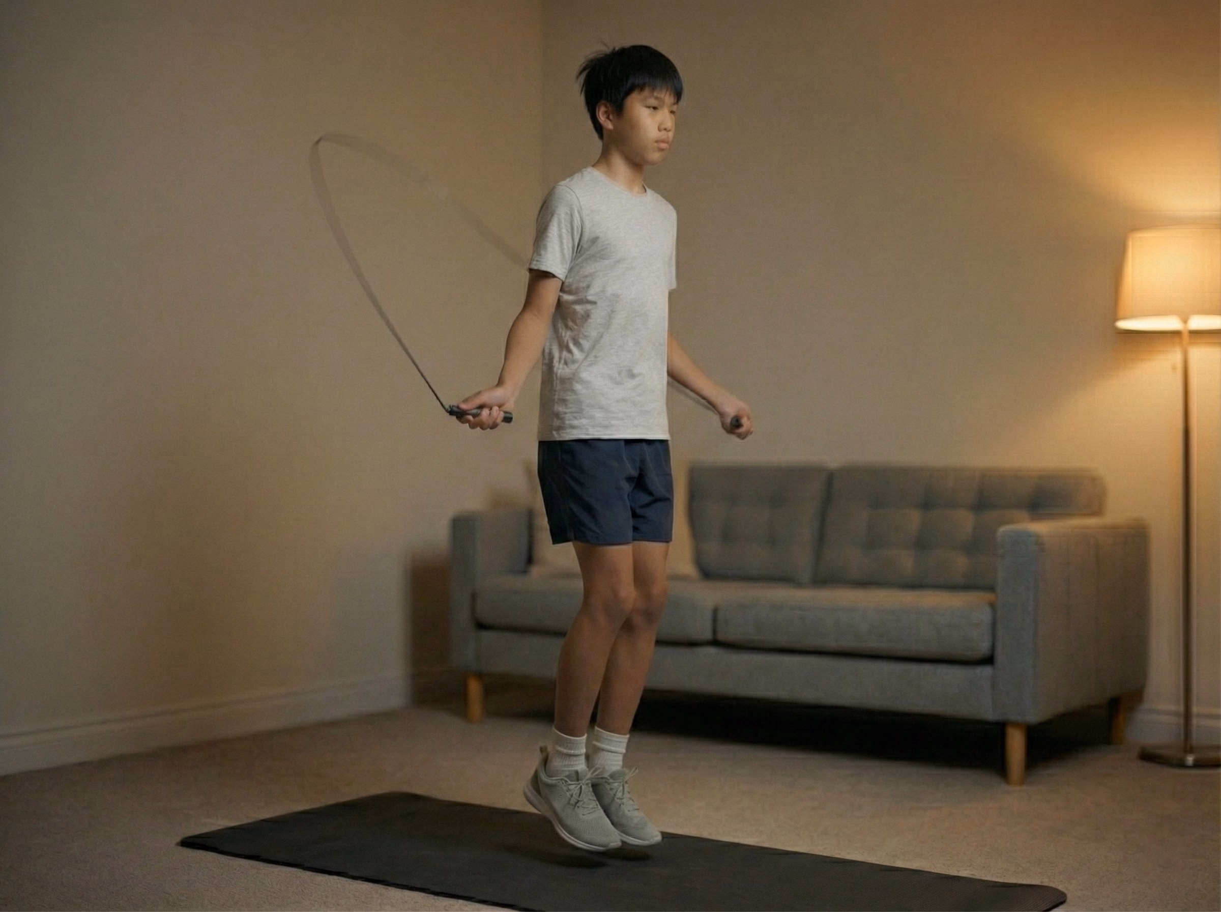 Advanced double-under jump rope variation for experienced youth