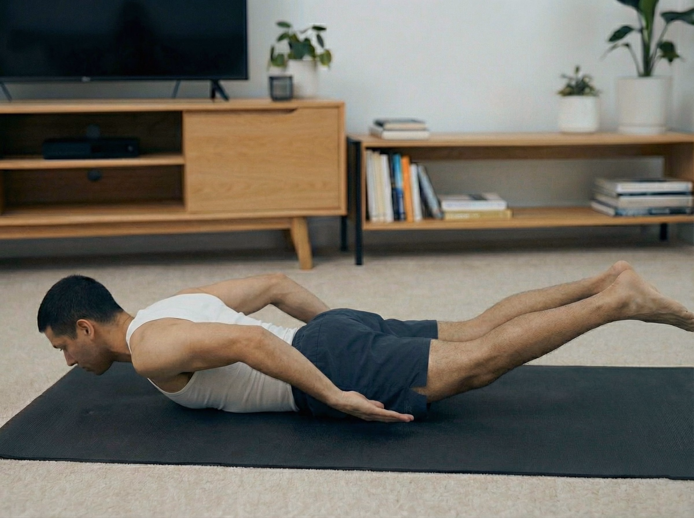 W-arm Superman variation to reduce shoulder strain