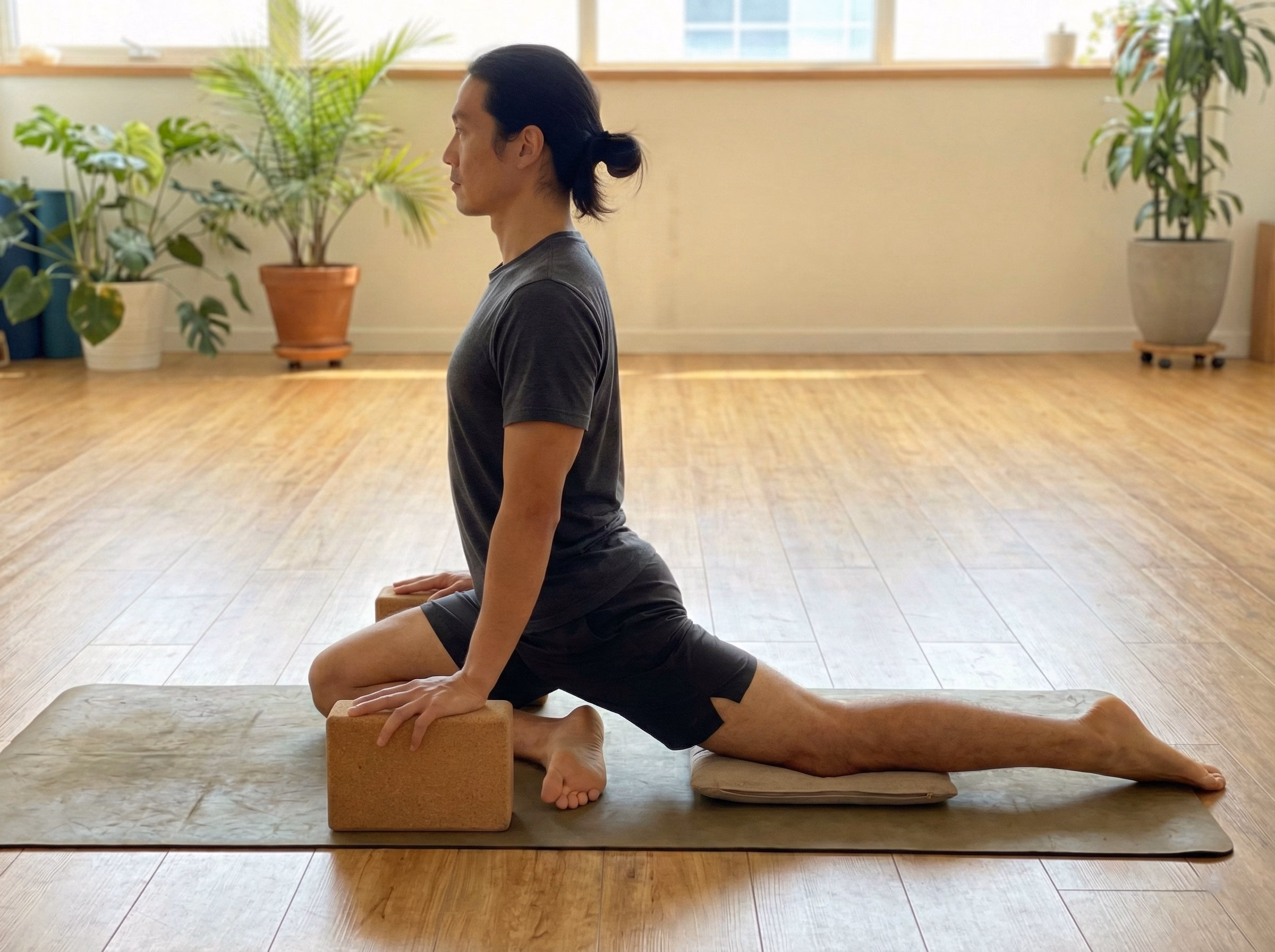 Pigeon pose stretch variation one