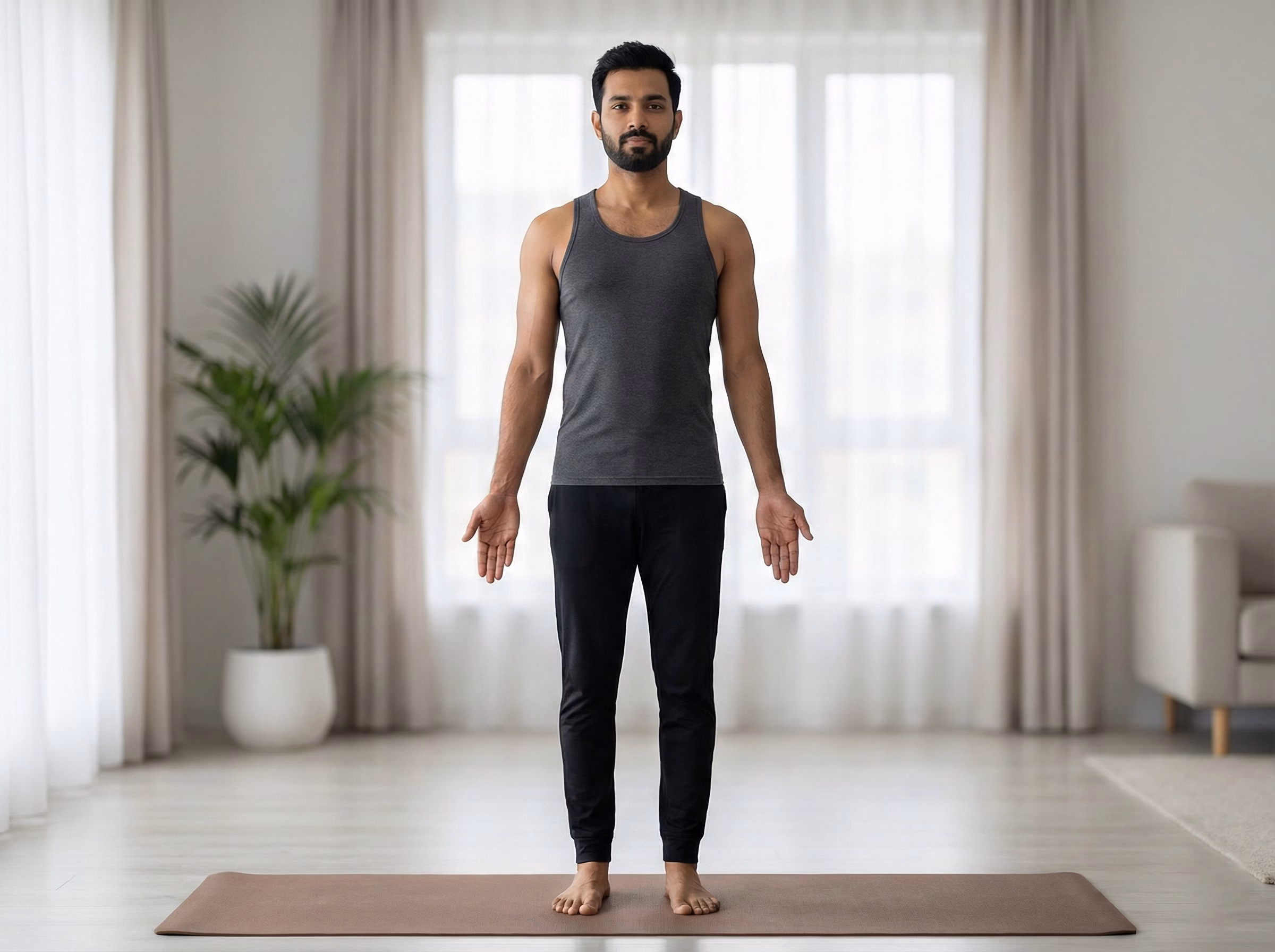 Tadasana mountain pose variation one