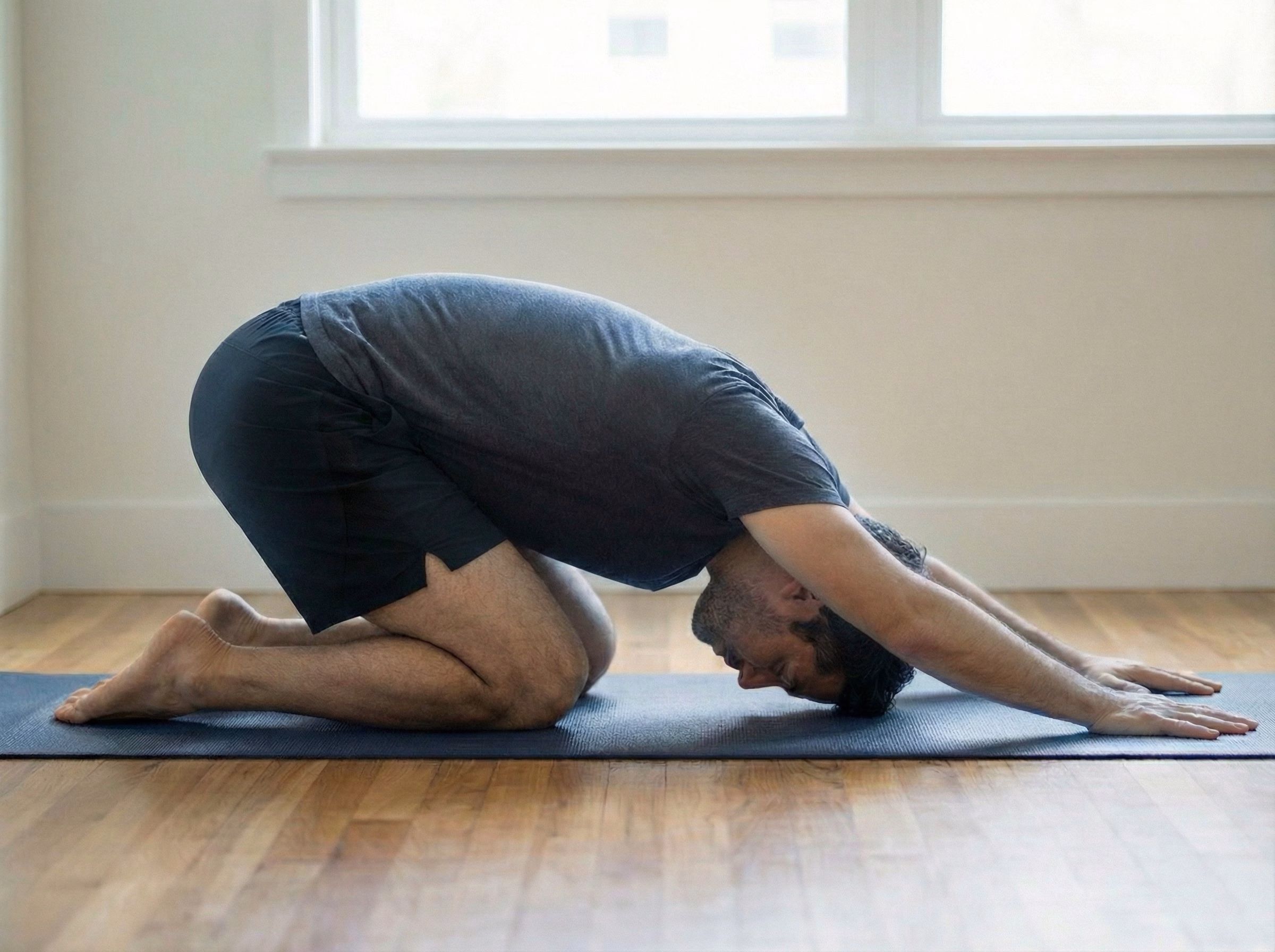 Child's Pose arm walk variation one