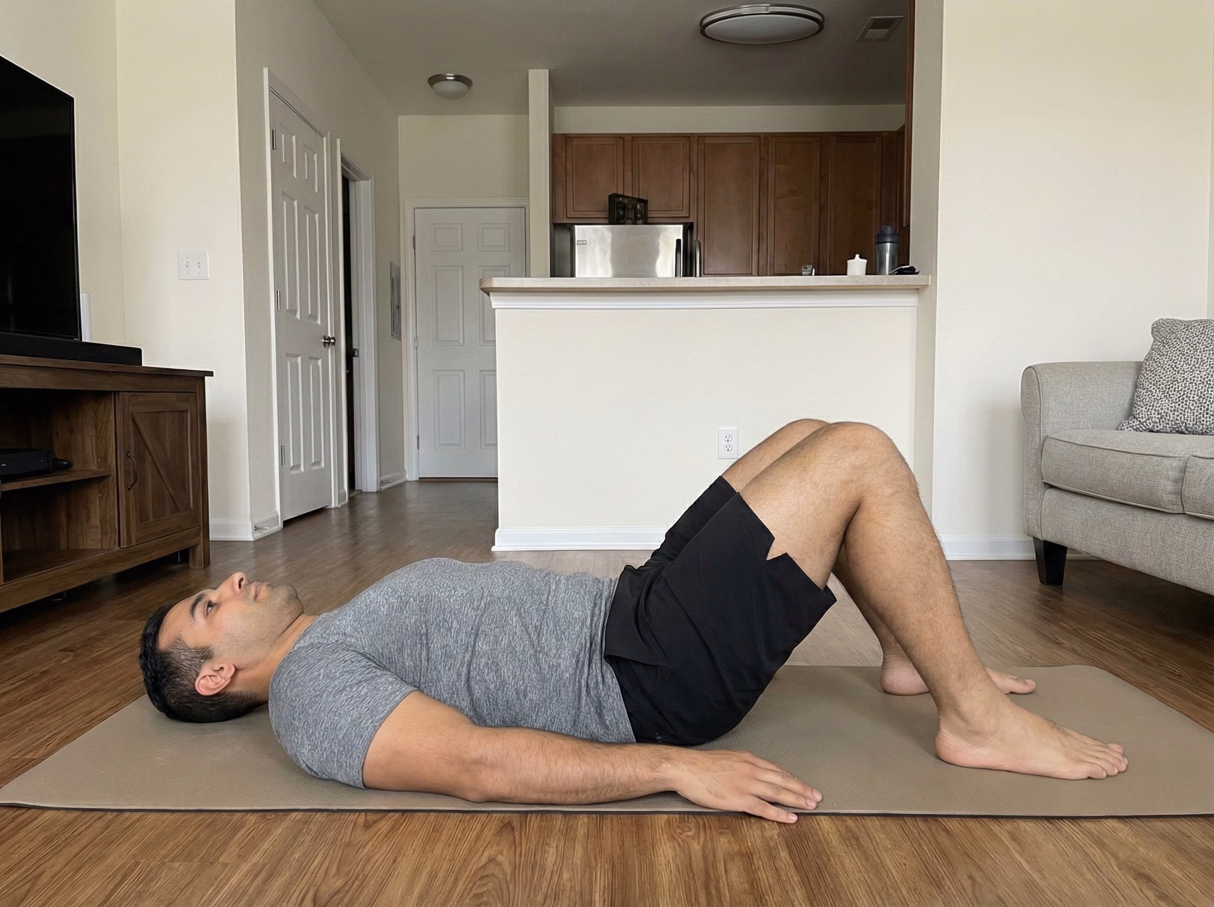 Step 2 – Posterior pelvic tilt (the tuck)