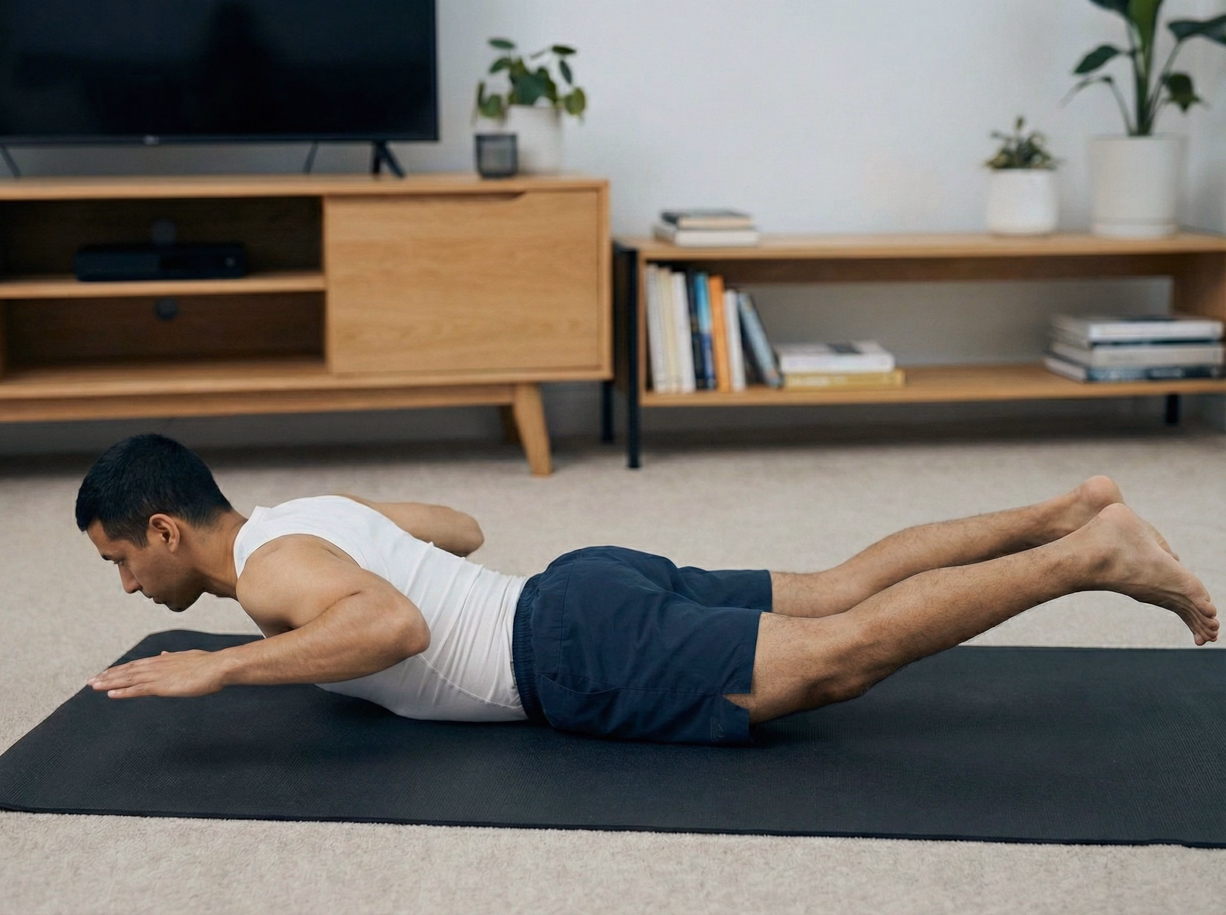 Step 2 – Superman hold with gentle lift of arms, chest and legs