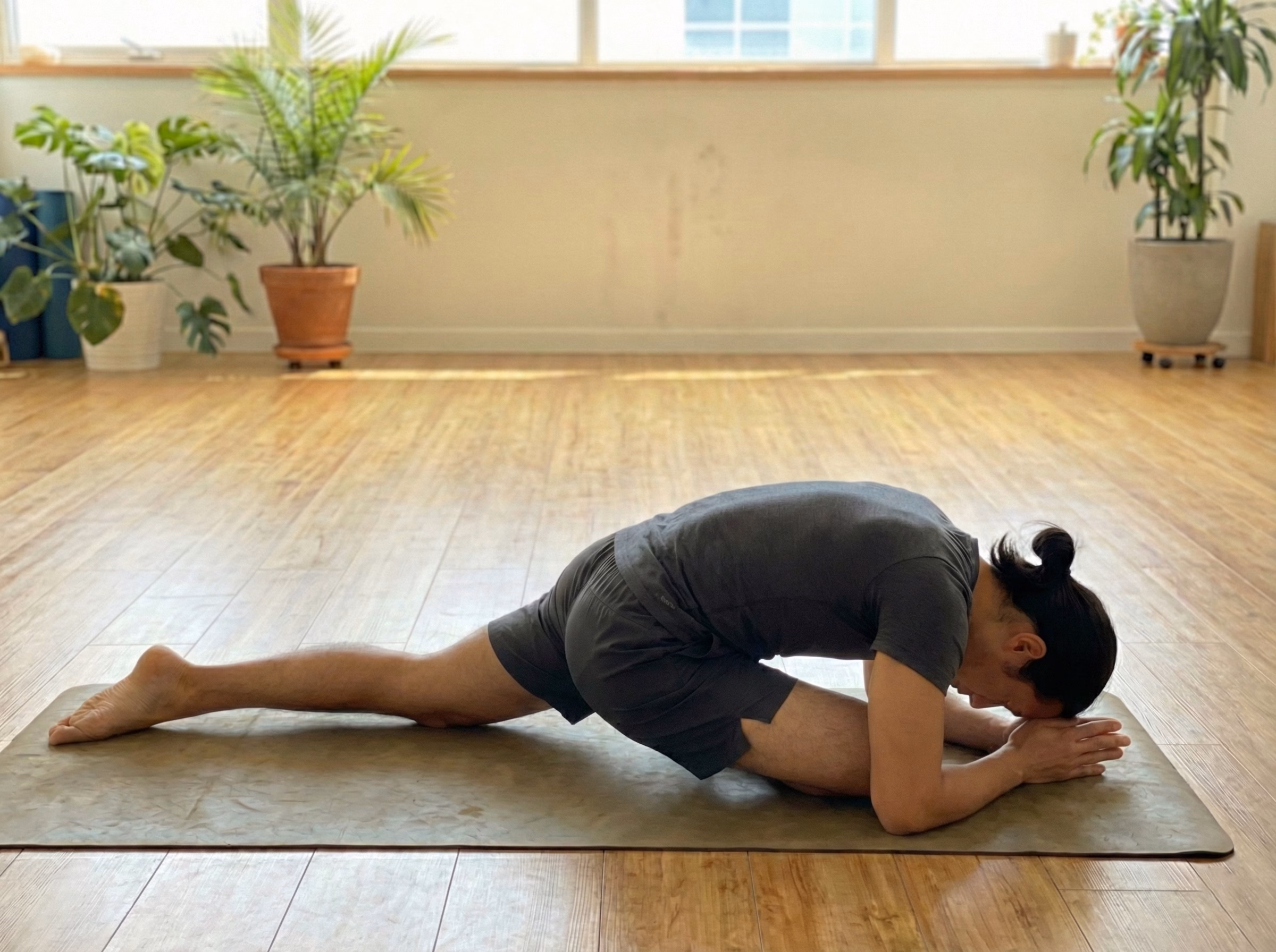 Step 3 – Relaxing into Forward Fold Pigeon