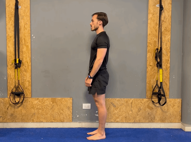 Person performing a chin tuck with lift nod